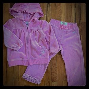 OshKosh girls 24 mo pink velvet sweatshirt & pants